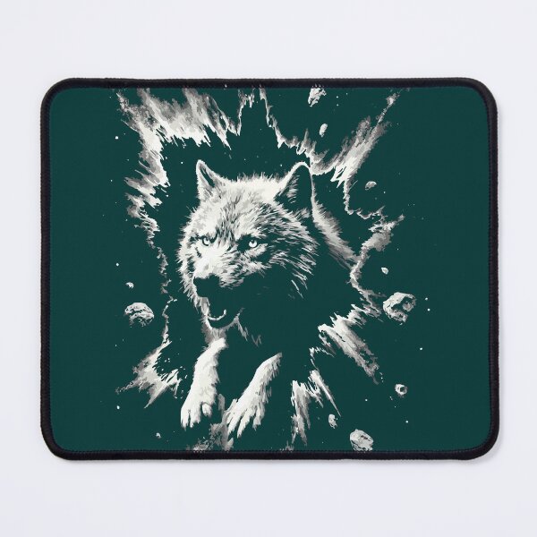 Item preview, Angry Wolf Head Explosion Black and White Celestial Art designed and sold by VikArtStudio.