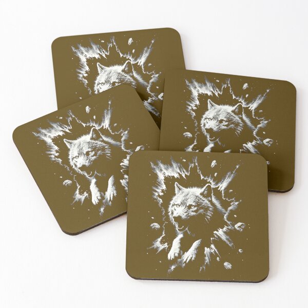 Item preview, Angry Wolf Head Explosion Black and White Celestial Art designed and sold by VikArtStudio.