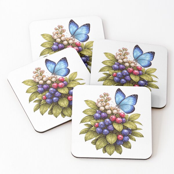 Item preview, Echo Azure Butterfly on Huckleberry – Pacific Northwest Botanical Illustration designed and sold by Zee's Whimsical Wonders.