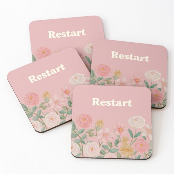 Item preview, “Restart” Typography with Floral Illustration designed and sold by BobaBunny76.
