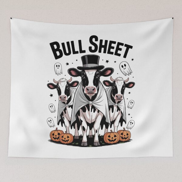 Item preview, Halloween Spooky Season Fall Halloween Buffalo Pumpkins Dressed In Ghost Bull Sheet designed and sold by PunkNation-Arts.