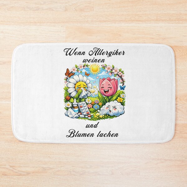 Item preview, Funny Spring T-Shirt Design – Allergy Sufferers vs. Flowers Cartoon | Humorous Spring Gift | Cute Bear Badge Design designed and sold by CoolContent Factory.