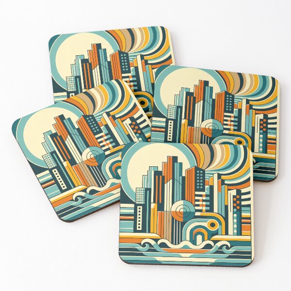 Item preview, Geometric Coastal Cityscape designed and sold by InkSmithery.