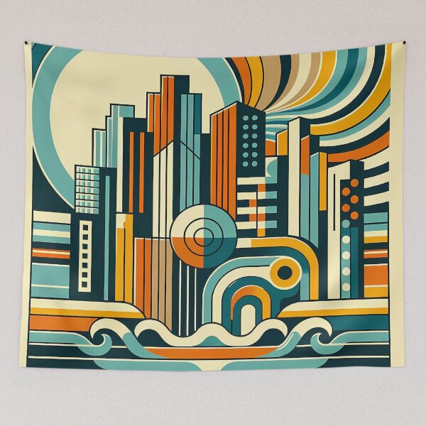 Item preview, Geometric Coastal Cityscape designed and sold by InkSmithery.