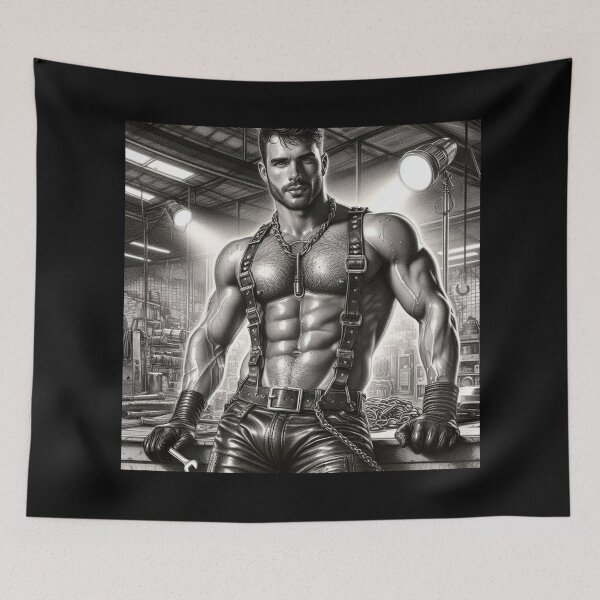 Item preview, Gay Leather Gods Expecting You Berlin Pride Graphic Design designed and sold by ItsAKinkThing.