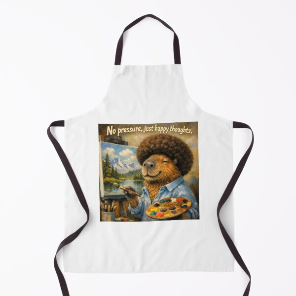 Item preview, Bob Ross Capybara No Pressure Happy Thoughts designed and sold by SplashTastic.