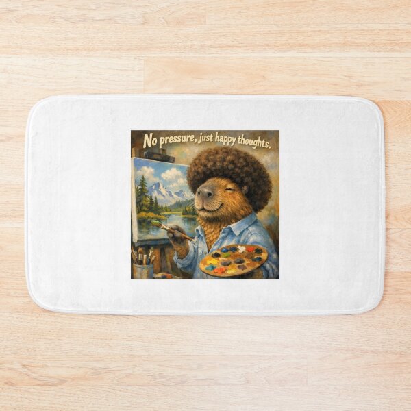 Item preview, Bob Ross Capybara No Pressure Happy Thoughts designed and sold by SplashTastic.