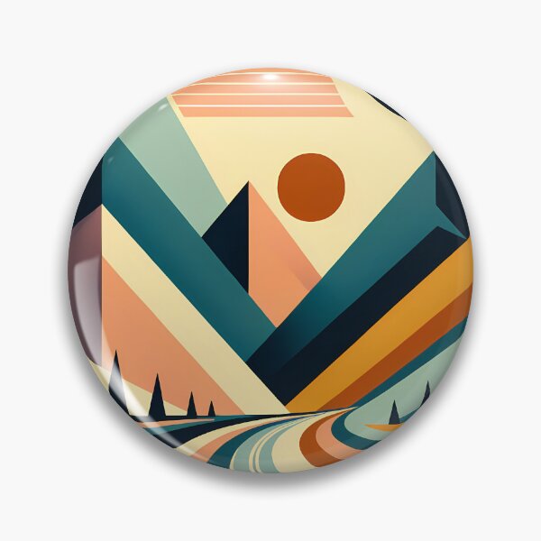 Item preview, Geometric Mountain Road at Sunset designed and sold by InkSmithery.
