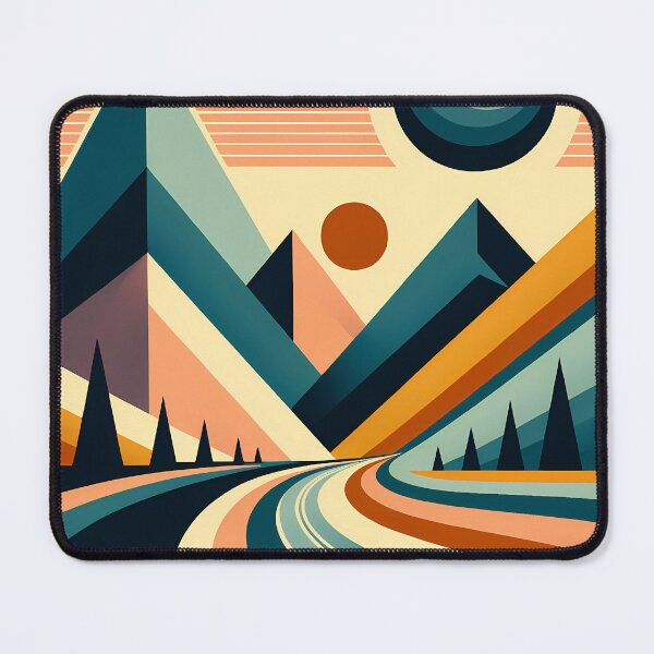 Item preview, Geometric Mountain Road at Sunset designed and sold by InkSmithery.