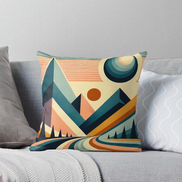 Item preview, Geometric Mountain Road at Sunset designed and sold by InkSmithery.