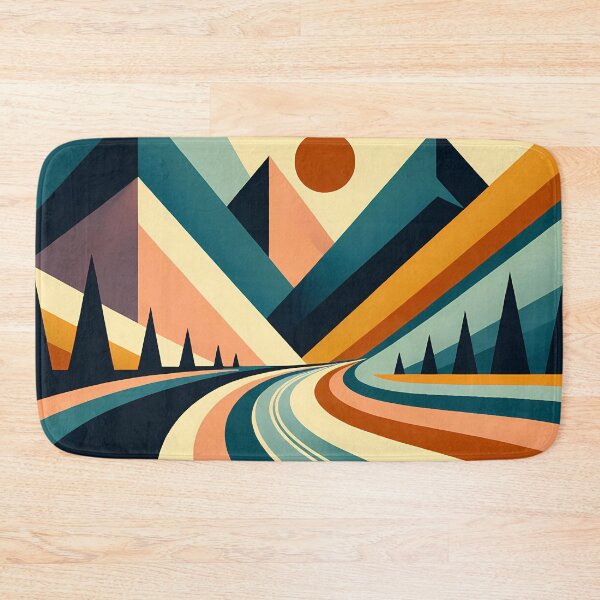 Item preview, Geometric Mountain Road at Sunset designed and sold by InkSmithery.