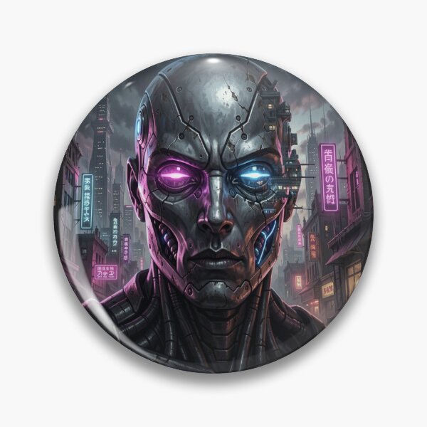 Item preview, Futuristic Cyberpunk Cyborg Vision in Neon City designed and sold by FotoworldEdel.
