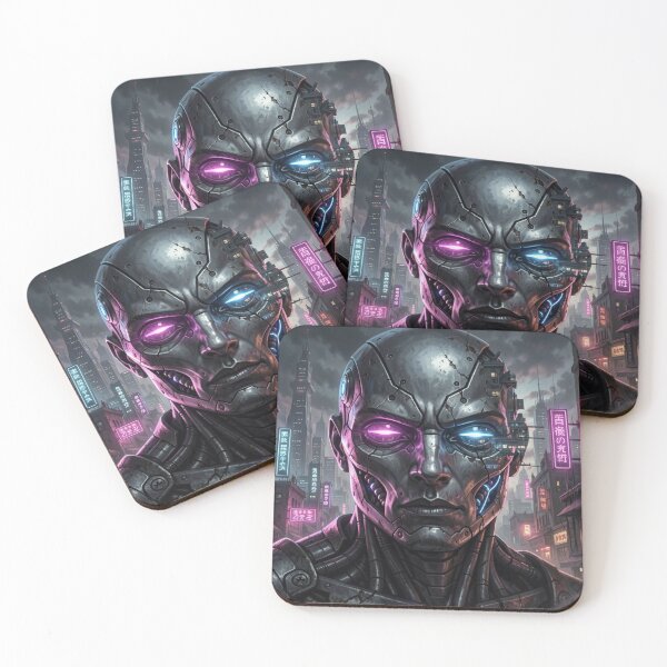 Item preview, Futuristic Cyberpunk Cyborg Vision in Neon City designed and sold by FotoworldEdel.