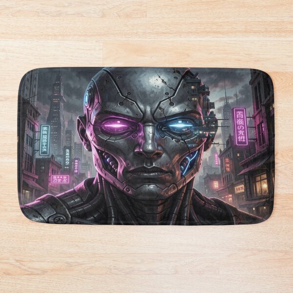 Item preview, Futuristic Cyberpunk Cyborg Vision in Neon City designed and sold by FotoworldEdel.