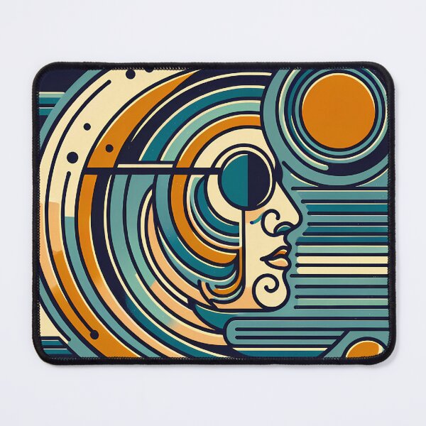 Item preview, Geometric Line Face with Retro Sun and Arcs designed and sold by InkSmithery.