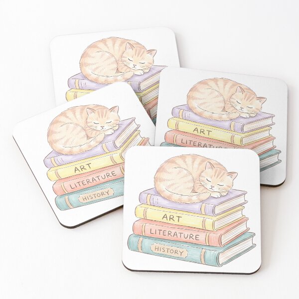 Item preview, Colored Pencil Doodle of Sleeping Cat on Vintage Books (ART, LITERATURE, HISTORY) designed and sold by Ich-Studio.