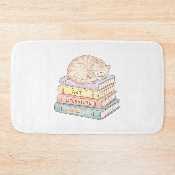 Item preview, Colored Pencil Doodle of Sleeping Cat on Vintage Books (ART, LITERATURE, HISTORY) designed and sold by Ich-Studio.