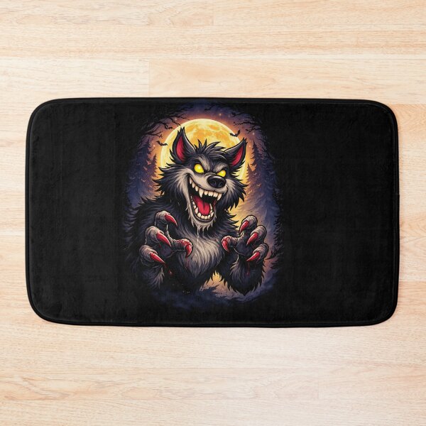 Item preview, Creepy werewolf under a full moon. A spooky halloween monster Illustration designed and sold by Stef Ringoot, cartoons and illustrations.