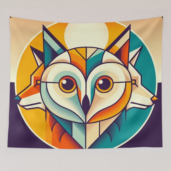 Item preview, Geometric Owl Fox Portrait designed and sold by InkSmithery.