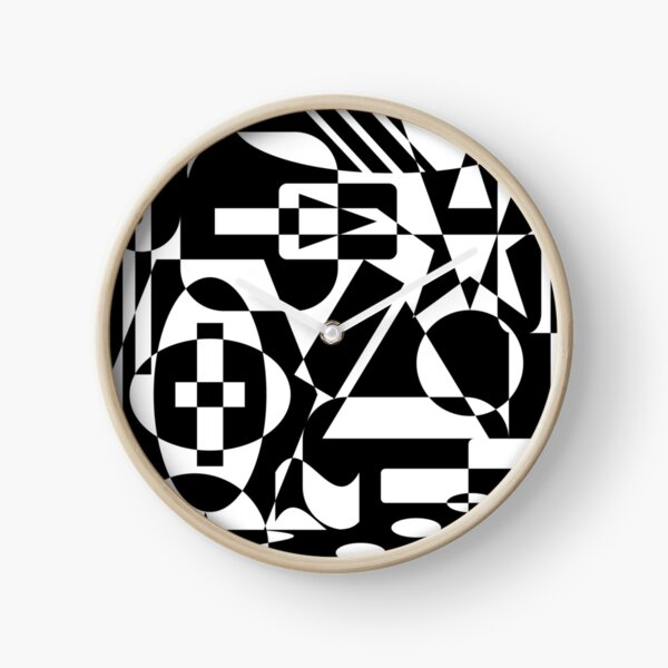 Black and White Mid Century Modern Abstract Design Clock
