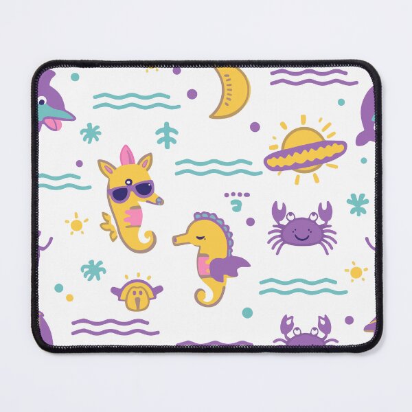 Item preview, Cute Sea Creatures Pattern Seahorse Crab Dolphin Beach Bag designed and sold by PixelWaveBD.