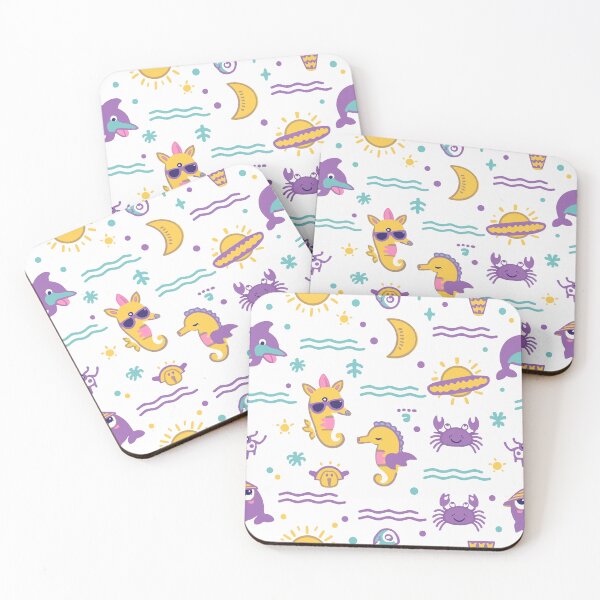 Item preview, Cute Sea Creatures Pattern Seahorse Crab Dolphin Beach Bag designed and sold by PixelWaveBD.