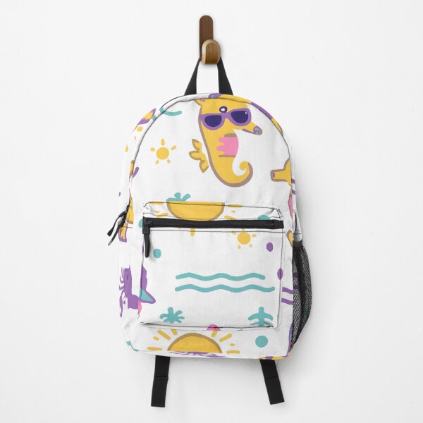 Item preview, Cute Sea Creatures Pattern Seahorse Crab Dolphin Beach Bag designed and sold by PixelWaveBD.