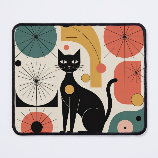 Item preview, Mid Century Modern Cat Art – Atomic Retro Geometric Cat Silhouette Poster designed and sold by Tamas Das.