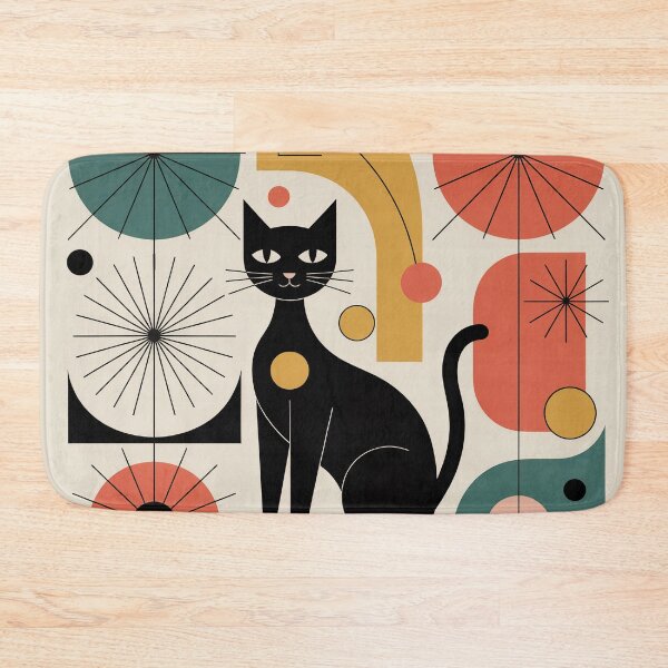 Item preview, Mid Century Modern Cat Art – Atomic Retro Geometric Cat Silhouette Poster designed and sold by Tamas Das.