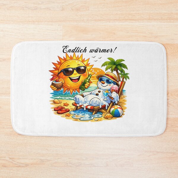 Item preview, Finally warmer! – Fun summer feeling T-shirt design with a melting snowman designed and sold by CoolContent Factory.