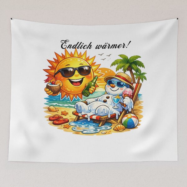 Item preview, Finally warmer! – Fun summer feeling T-shirt design with a melting snowman designed and sold by CoolContent Factory.