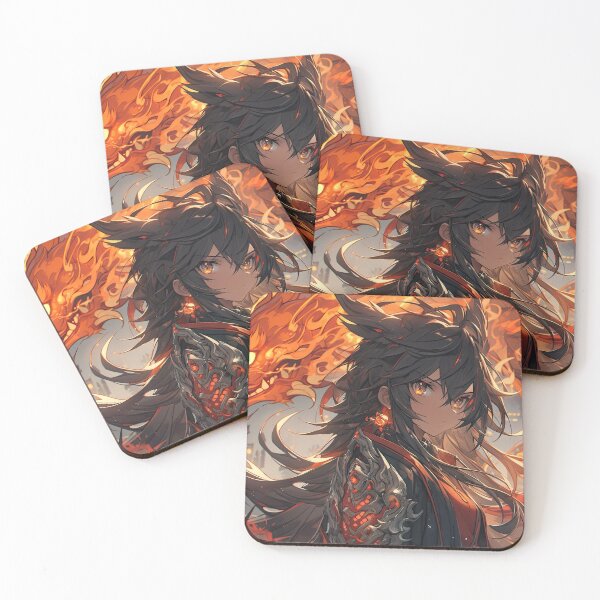 Item preview, “Flame Spirit Warrior – Anime Girl with Infernal Aura” designed and sold by PrintsGateWay.