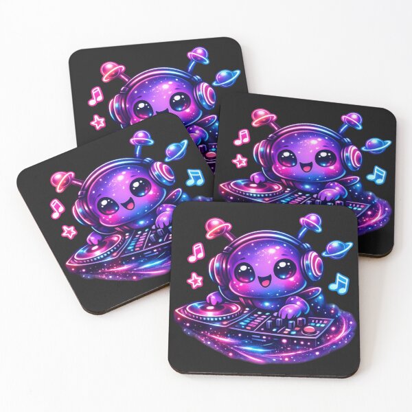 Item preview, Neon Space DJ Alien Cute Cosmic Music designed and sold by Nika Art Studio.