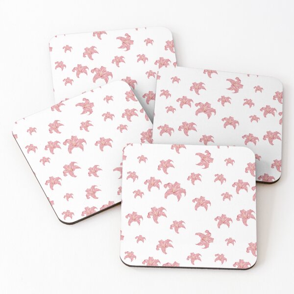 Item preview, Cute Sweet Pink Aesthetic Lily Flowers art pattern designed and sold by Smuchie.