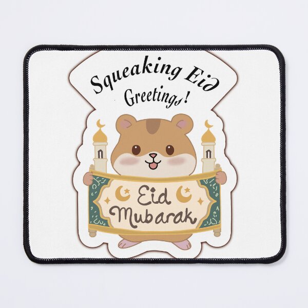 Item preview, Cute Hamster Eid Mubarak Sticker - Squeaking Eid Greetings Kawaii Islamic Festival Art designed and sold by pn_terest.