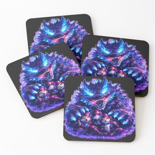 Item preview, Cosmic Neon Monster with Astronauts designed and sold by Nika Art Studio.