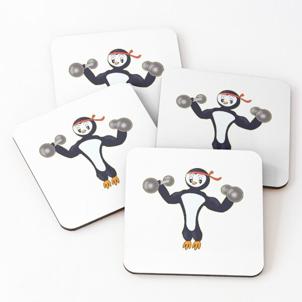 Item preview, Funny Gym Penguin Lifting Dumbbells designed and sold by BalRaju-Doodles.