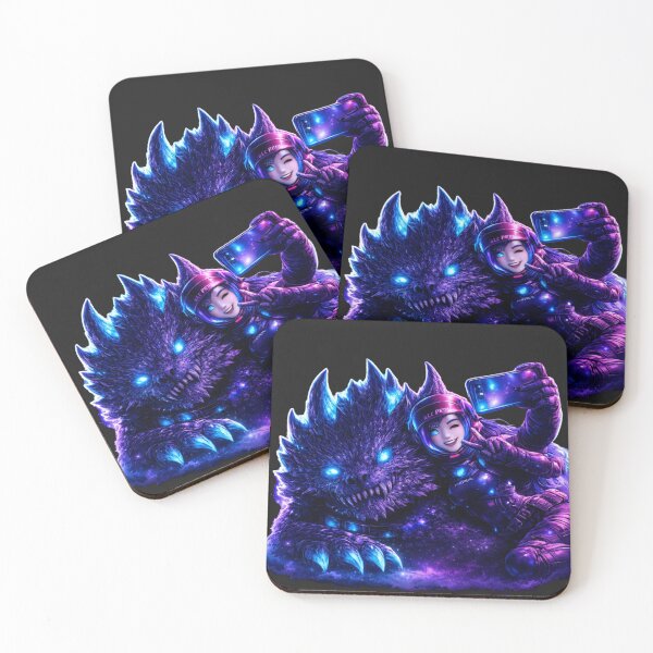 Item preview, Cosmic Neon Monster with Astronaut designed and sold by Nika Art Studio.