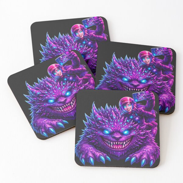 Item preview, Cosmic Neon Monster with Astronaut designed and sold by Nika Art Studio.