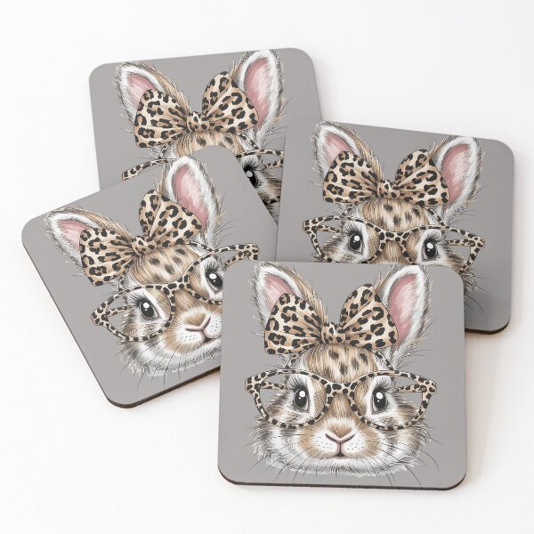 Item preview, Bunny Face Glasses Bandana Leopard Rabbit Happy Easter designed and sold by KathieFaugh.