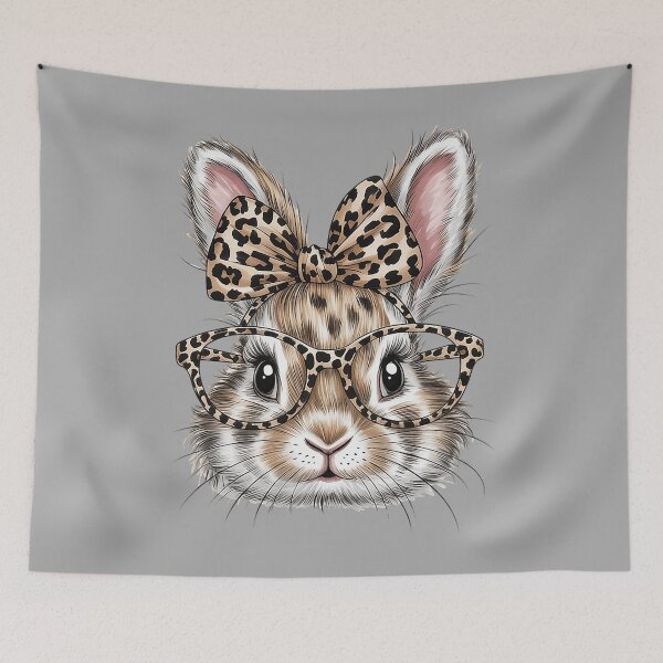 Item preview, Bunny Face Glasses Bandana Leopard Rabbit Happy Easter designed and sold by KathieFaugh.