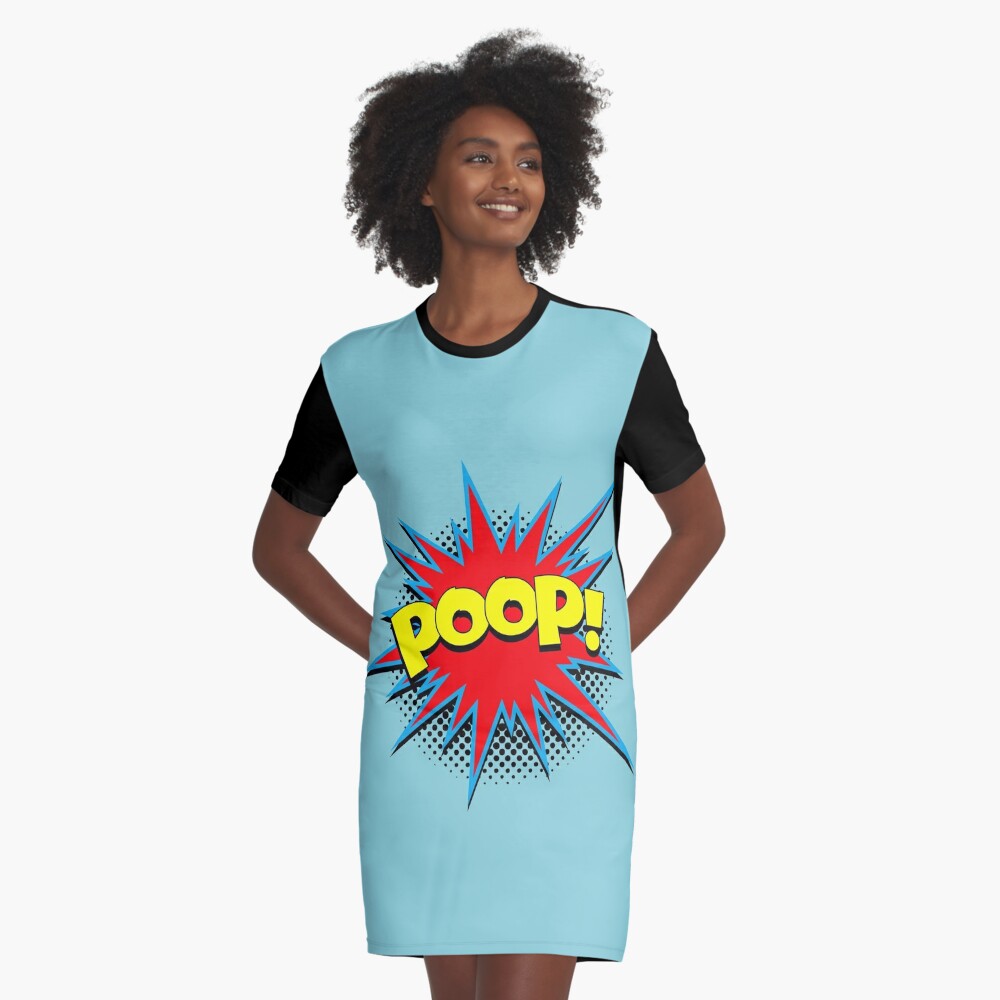 Funny Comic Word Starburst POOP Graphic T-Shirt Dress for Sale by Helen  McLean | Redbubble