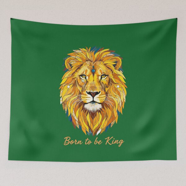 Item preview, Leo Lion. Born to be King. Orange title. designed and sold by TasseABdes.