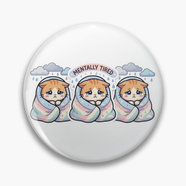 Item preview, Mentally Tired Cat Sticker – Cute Relatable Mood Aesthetic designed and sold by SainiArt19.