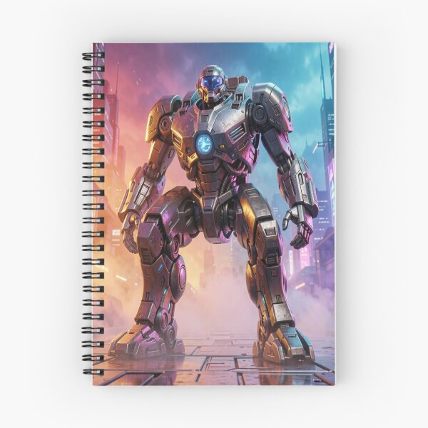 Item preview, Futuristic Cyberpunk Robot Warrior emerging from Neon City Lights designed and sold by FotoworldEdel.