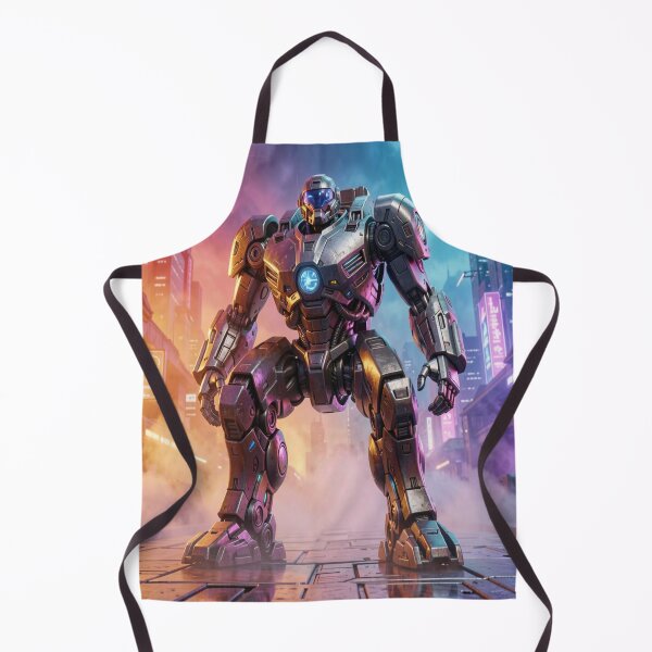 Item preview, Futuristic Cyberpunk Robot Warrior emerging from Neon City Lights designed and sold by FotoworldEdel.