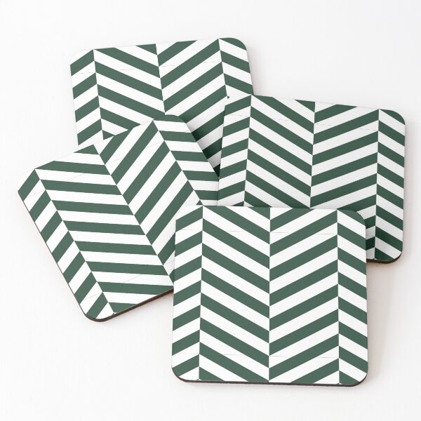 Item preview, White And Forest Green Herringbone Pattern designed and sold by pattern-archive.