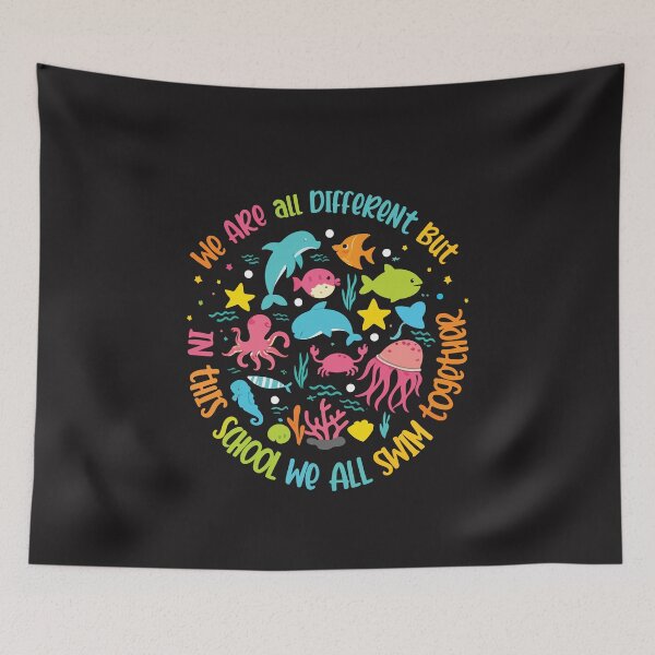 Item preview, We Are All Different But We All Swim Together School Kindness Inclusion designed and sold by kiralynstration.