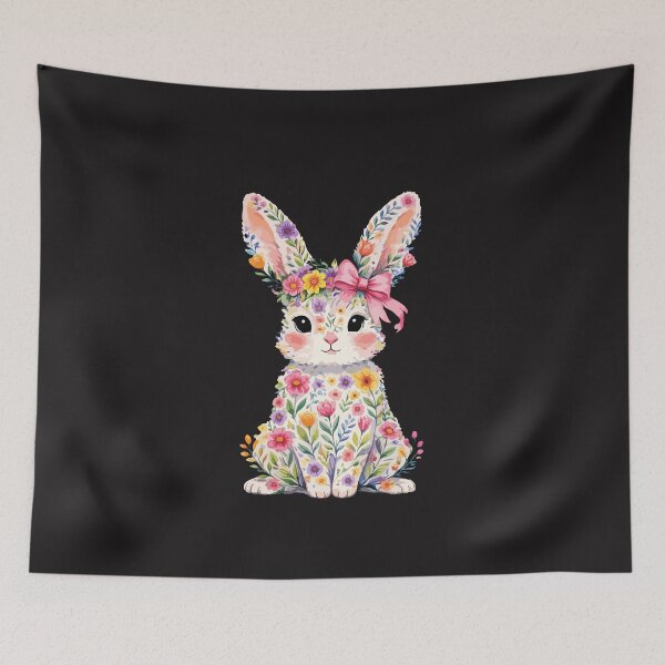 Item preview, Cute Pink Floral Bunny Easter Rabbit Spring Aesthetic Women Girls designed and sold by kiralynstration.