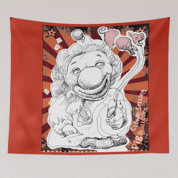 Item preview, Clown Selling Pig Balloons (Drawing by ACCI) designed and sold by VanyssaGraphics.